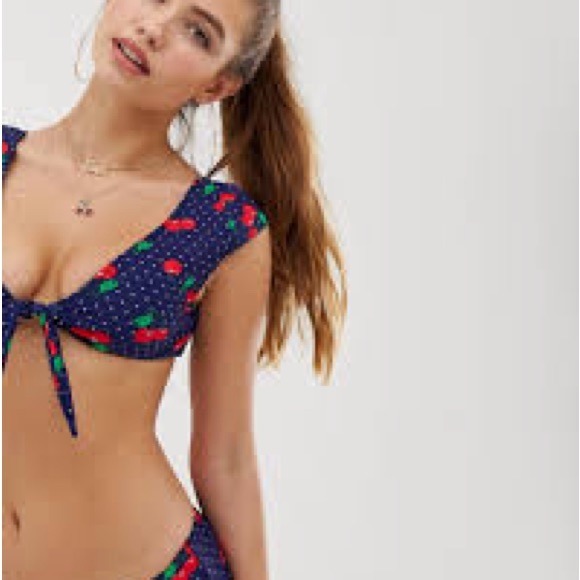 Juicy Couture Black Label Cherry and polka dot bikini swim size large - Picture 3 of 4